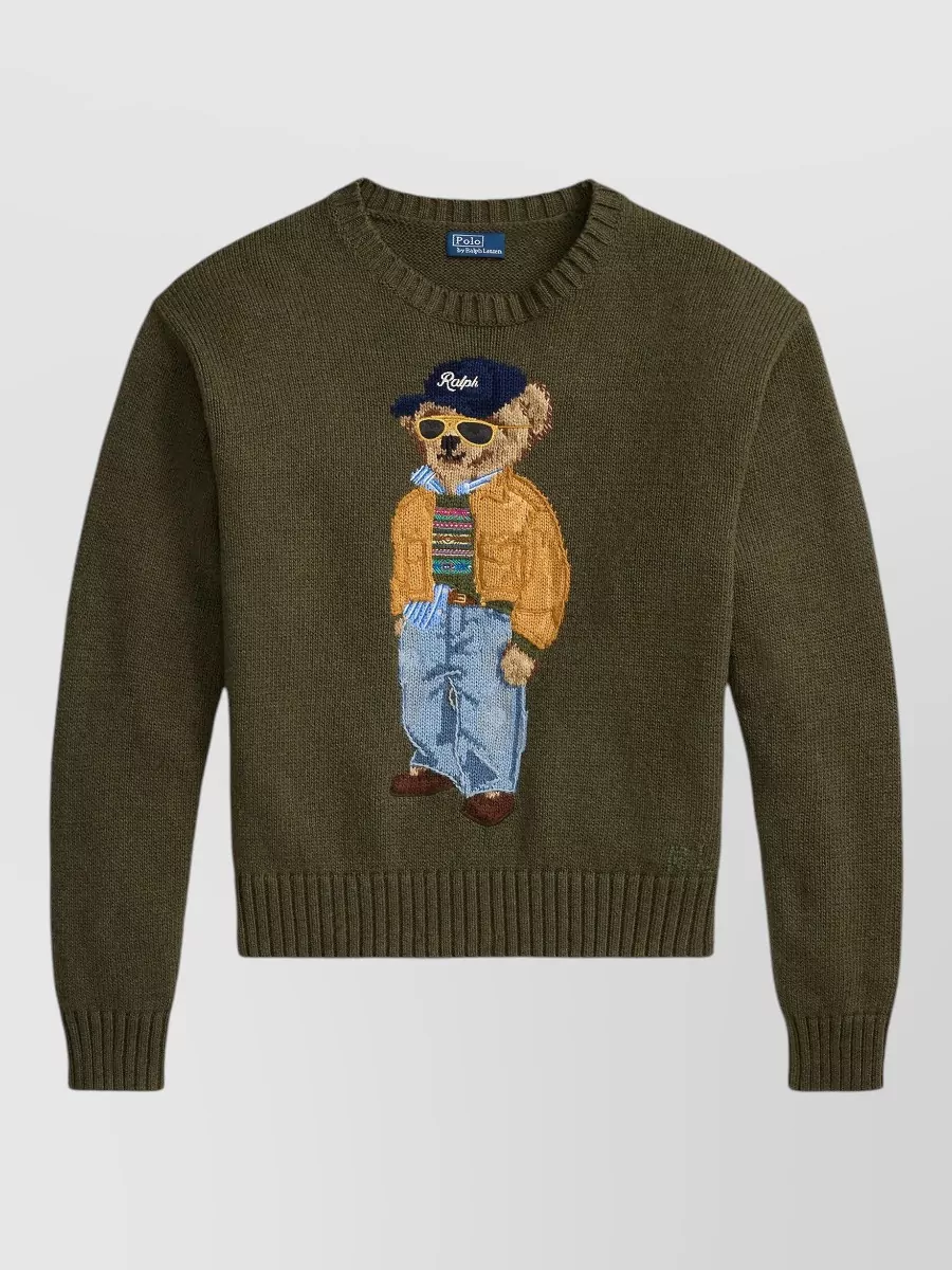 Polo Ralph Lauren cotton bear intarsia jumper