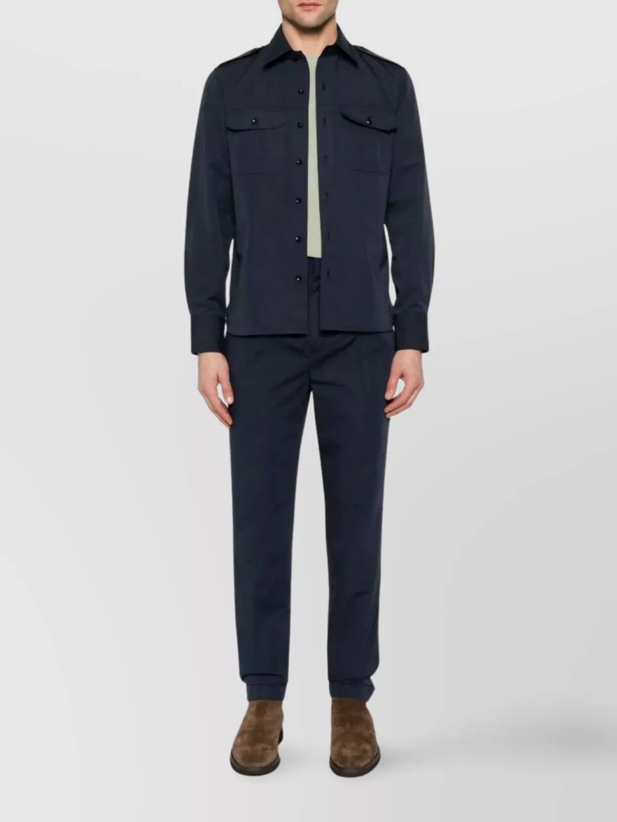 Tom Ford Pleated Poplin Pant Cuffed Hem