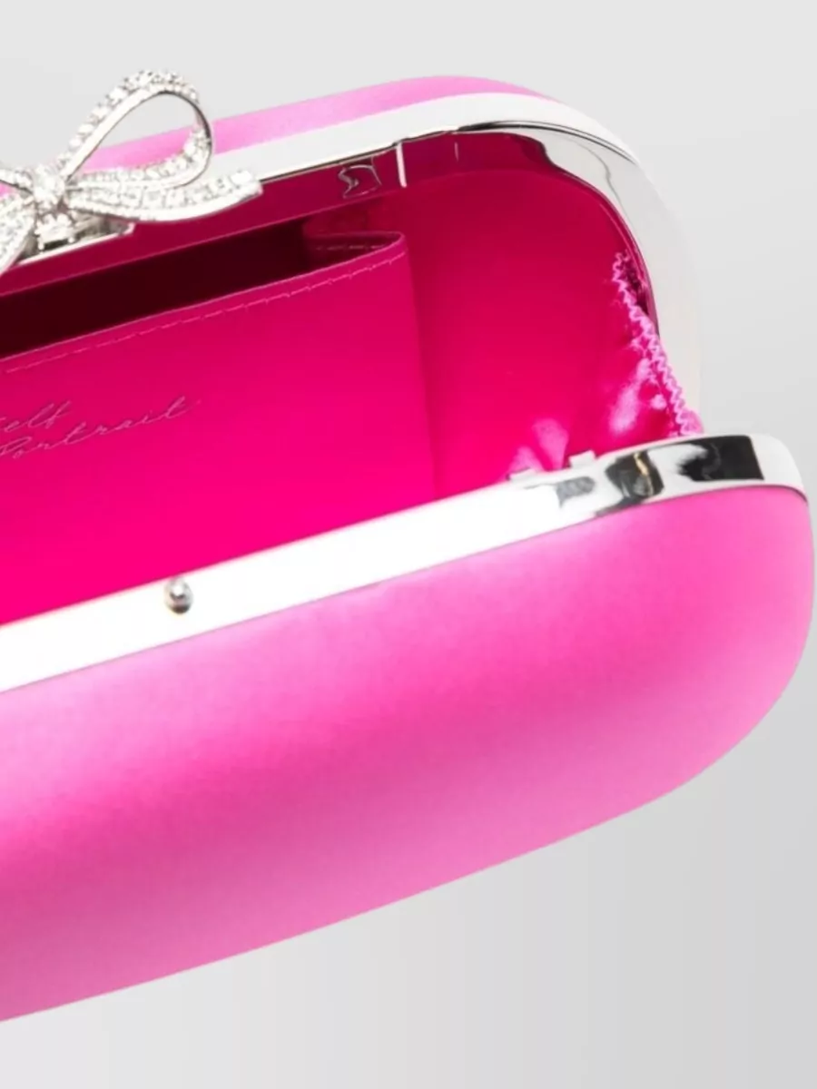 Self-Portrait The Bow Satin Crystal-Embellished Clutch Bag