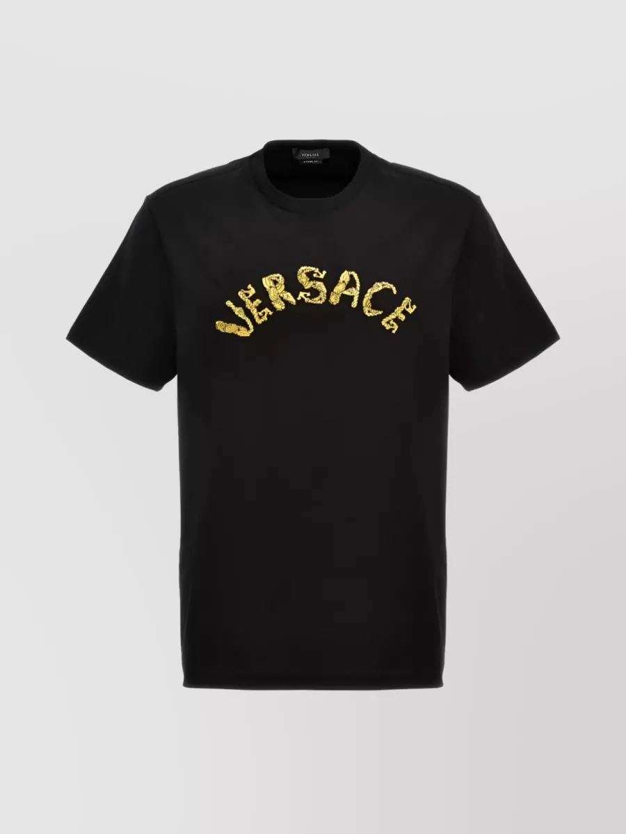 Shop Versace Seashell Baroque Crew Neck T-shirt In Black