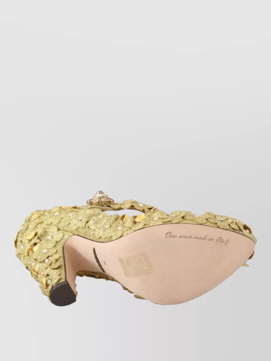 Dolce&Gabbana Floral Crystal-Embellished Mary Jane Pumps