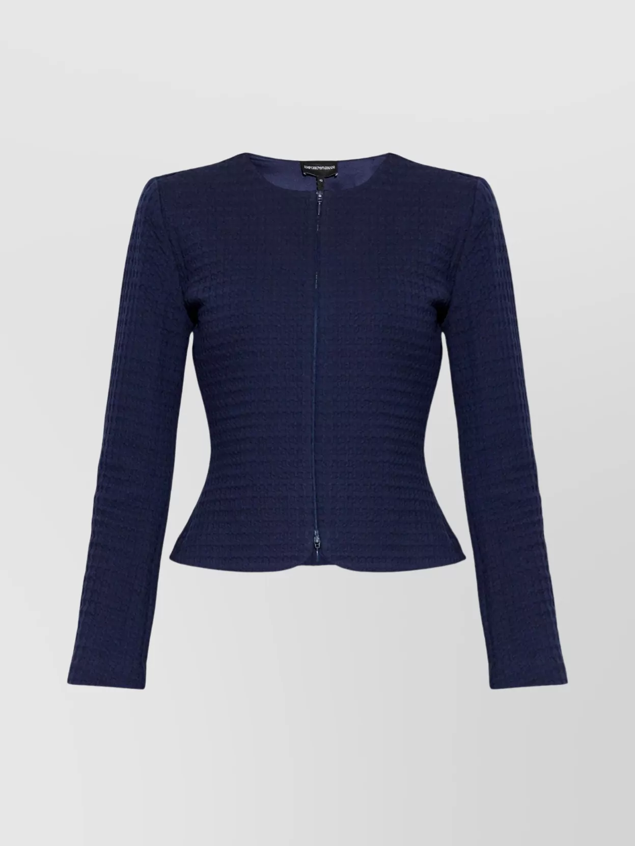Emporio Armani Quilted Crew Neck Cotton Blend Jacket