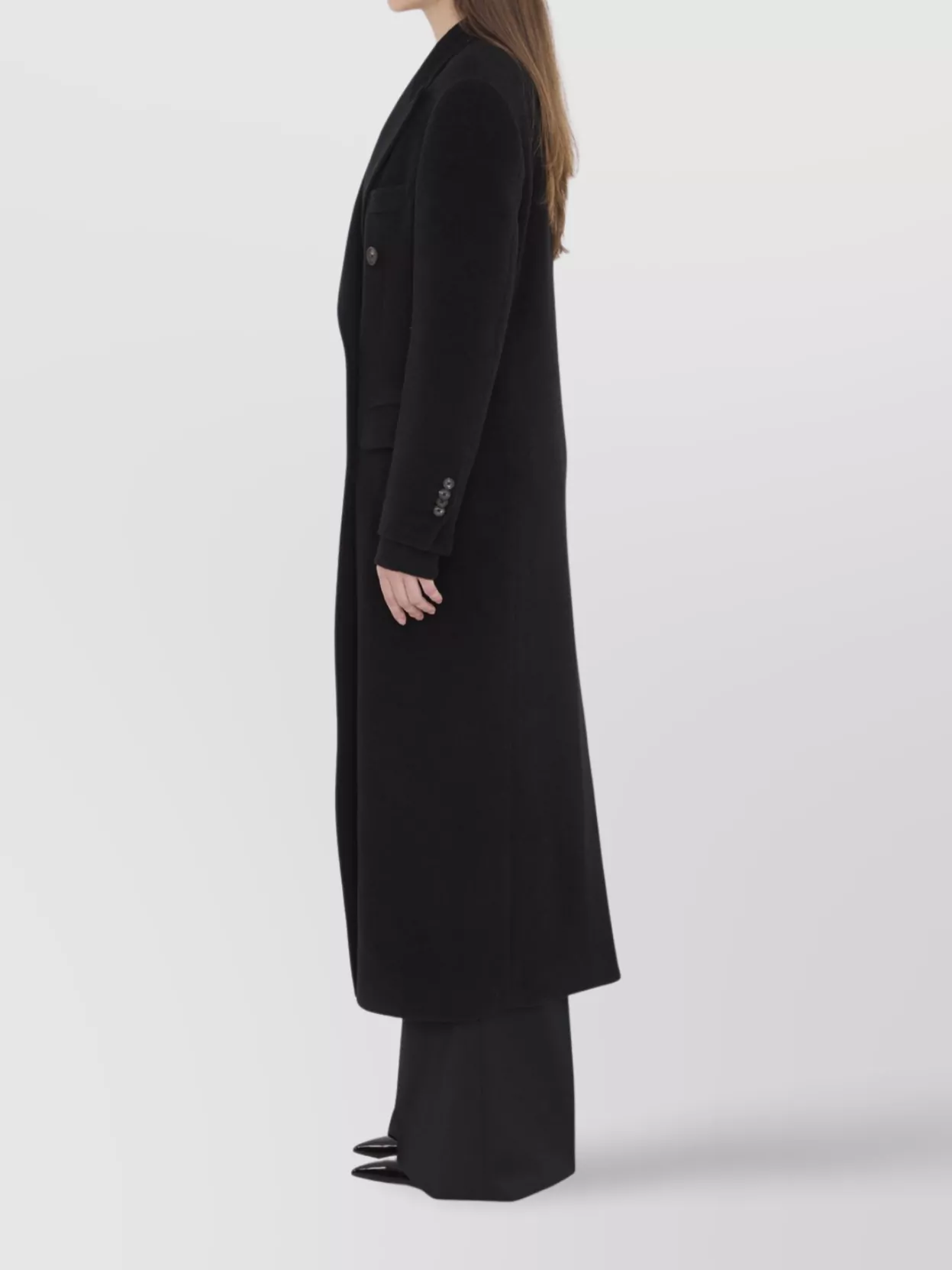 Tagliatore Mid-length Wool Coat Peak Lapels In Black