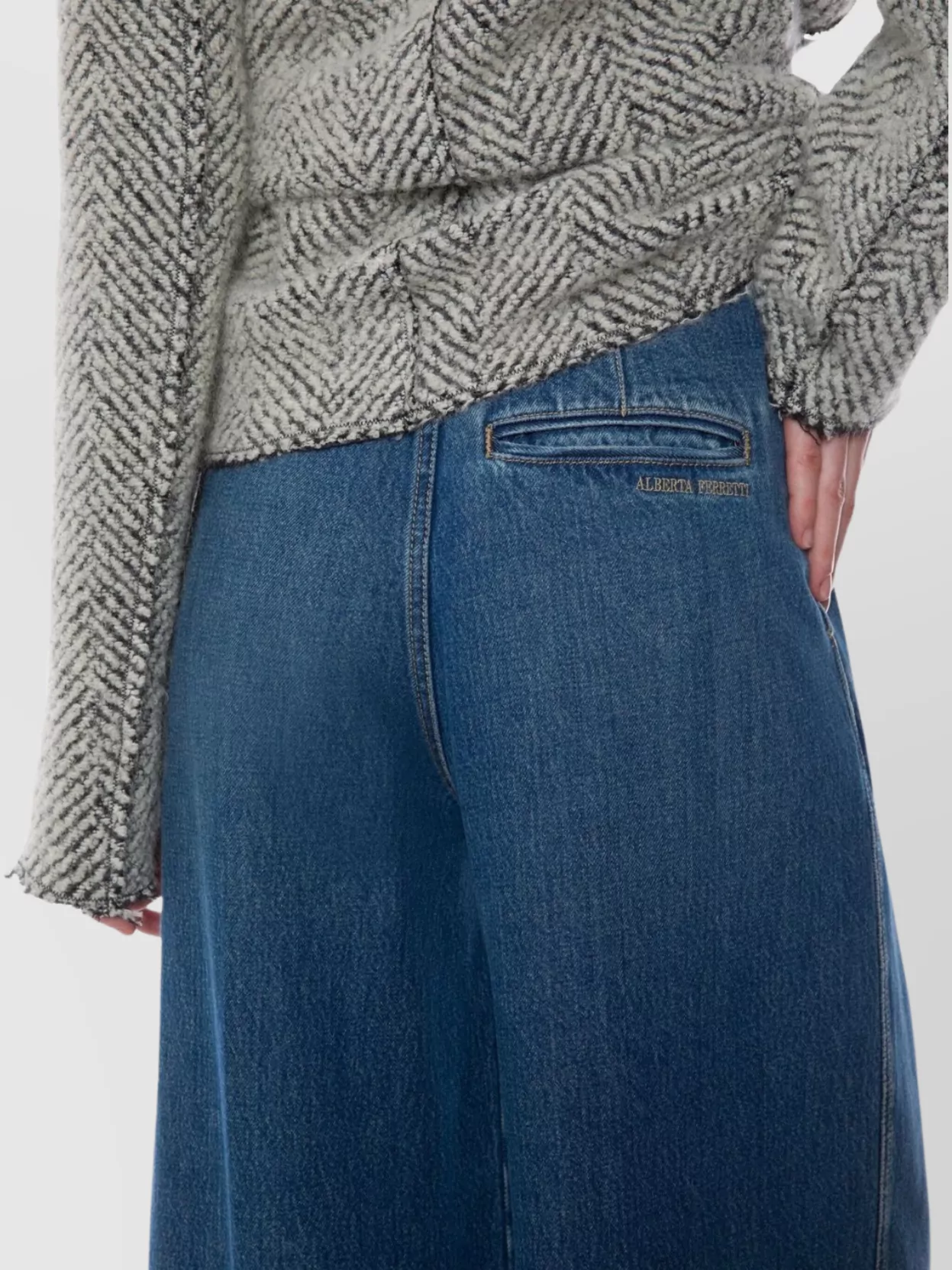 Alberta Ferretti High Waist Wide Leg Trousers With Pleats