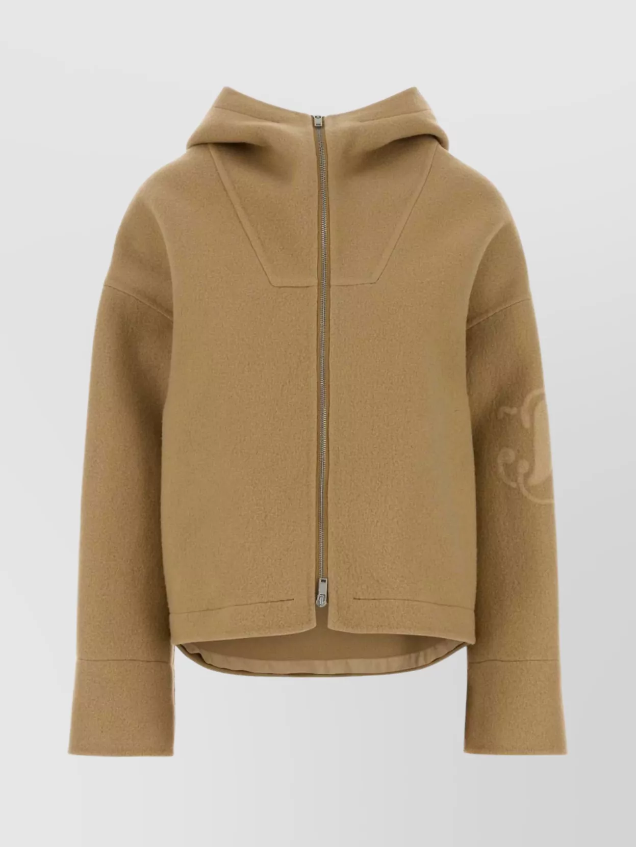 Jil Sander Long Sleeve Hooded Felt Outerwear In Brown