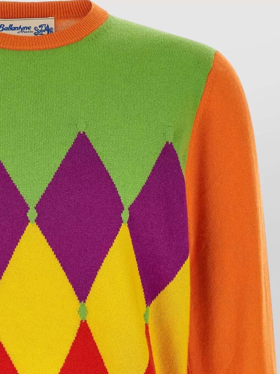 Ballantyne Cashmere Diamond Intarsia Crew Neck Sweater