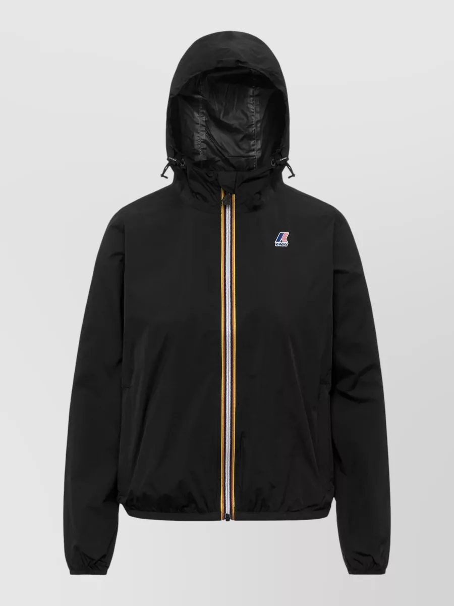 K-way Hooded Jacket Elasticated Cuffs Packable Design In Black