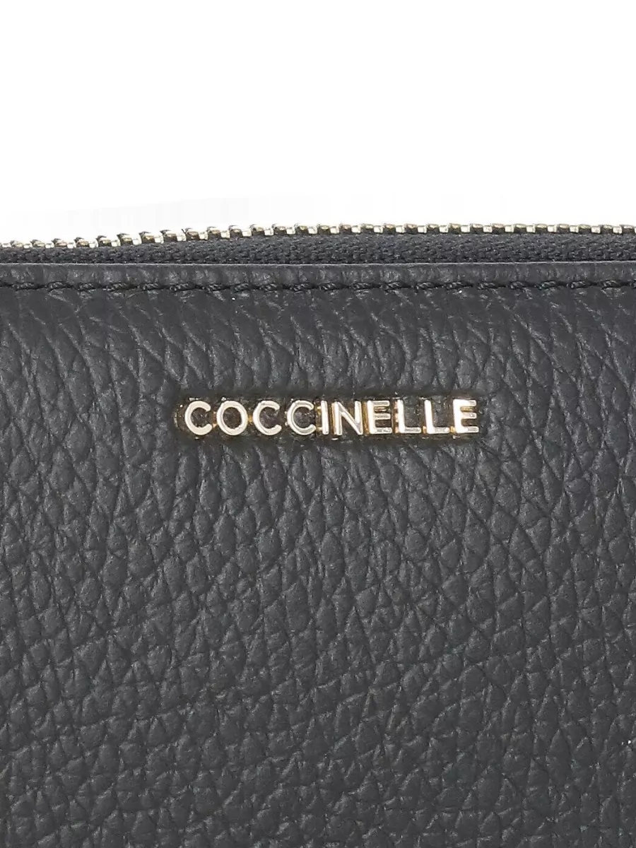 Coccinelle Pebbled Leather Wallet Gold Tone Hardware