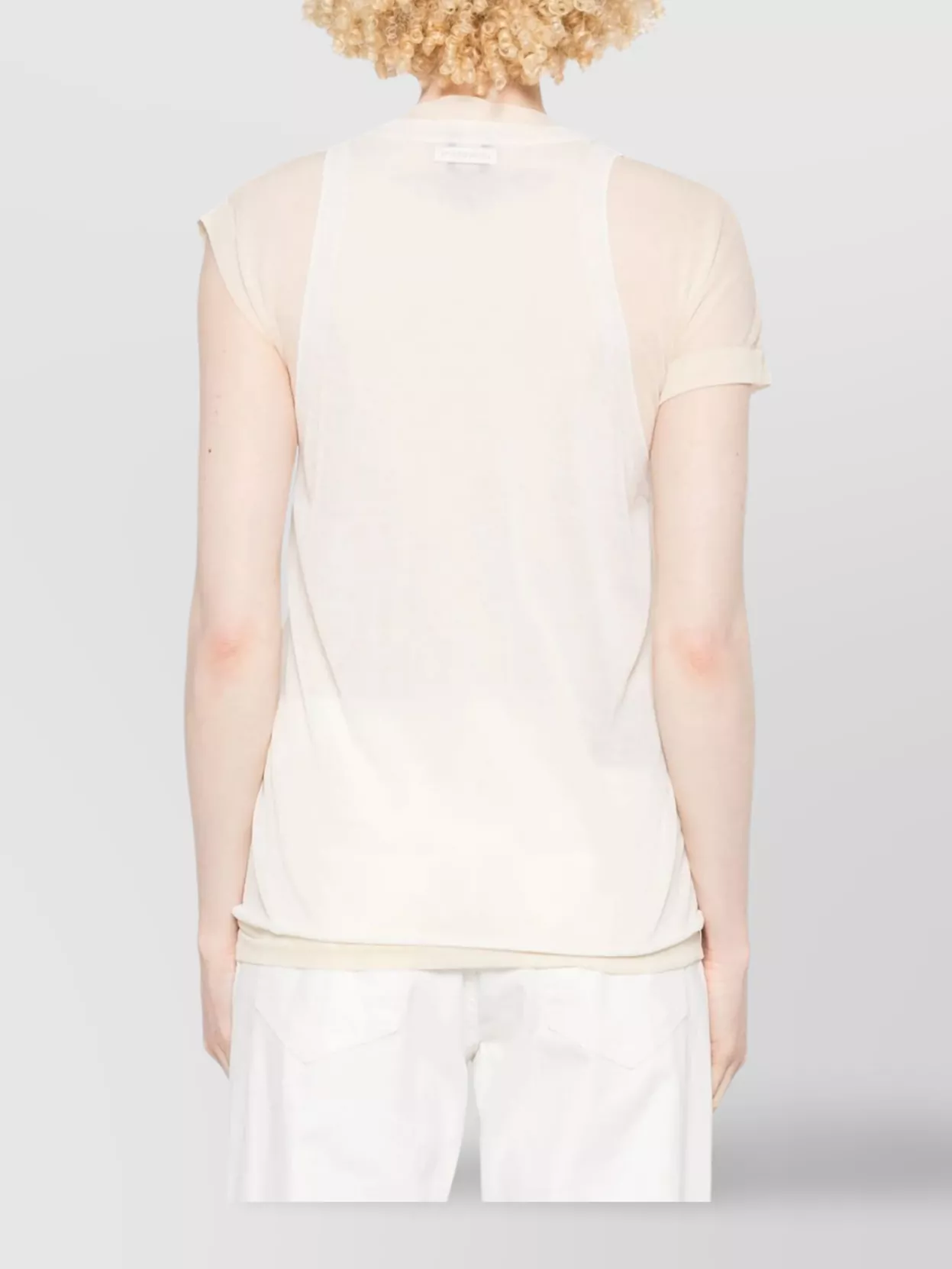 Shop Pinko Layered Sheer Cotton T-shirt With Cap Sleeves