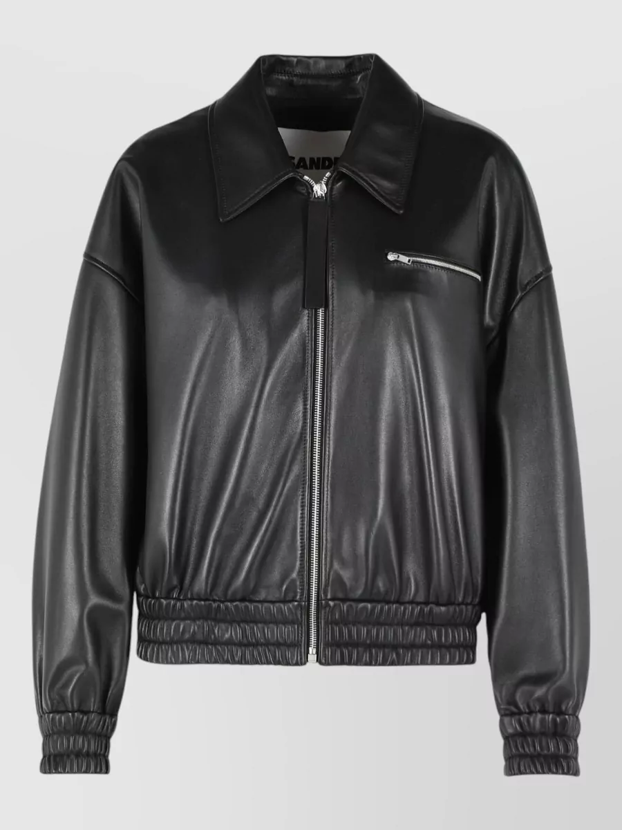 Jil Sander leather bomber jacket