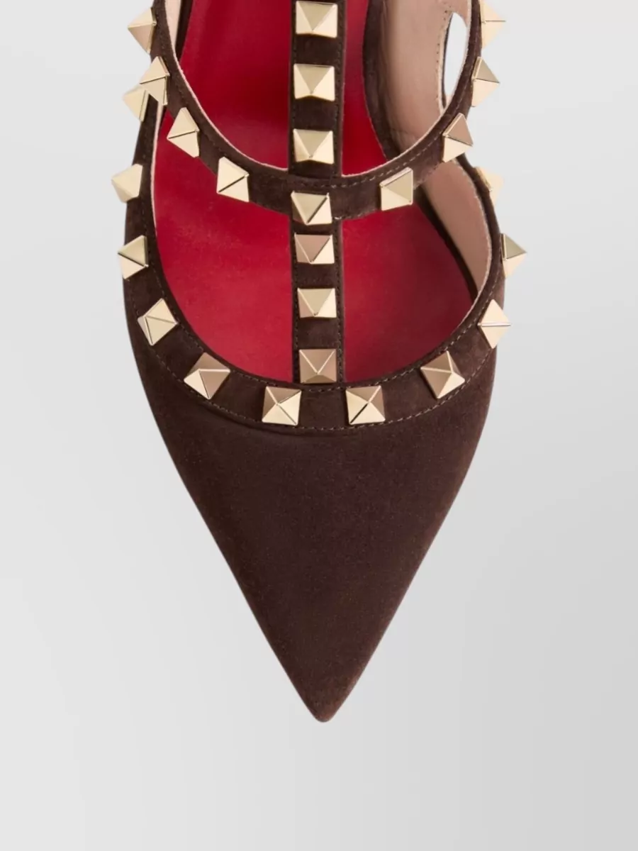 Valentino Garavani Leather Rockstud Ankle Strap Pumps