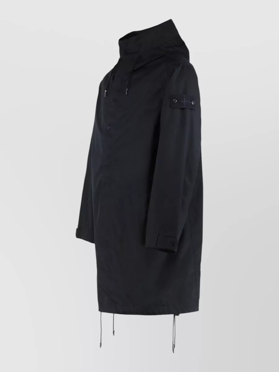 Stone Island Hooded Wool Twill Parka Coat