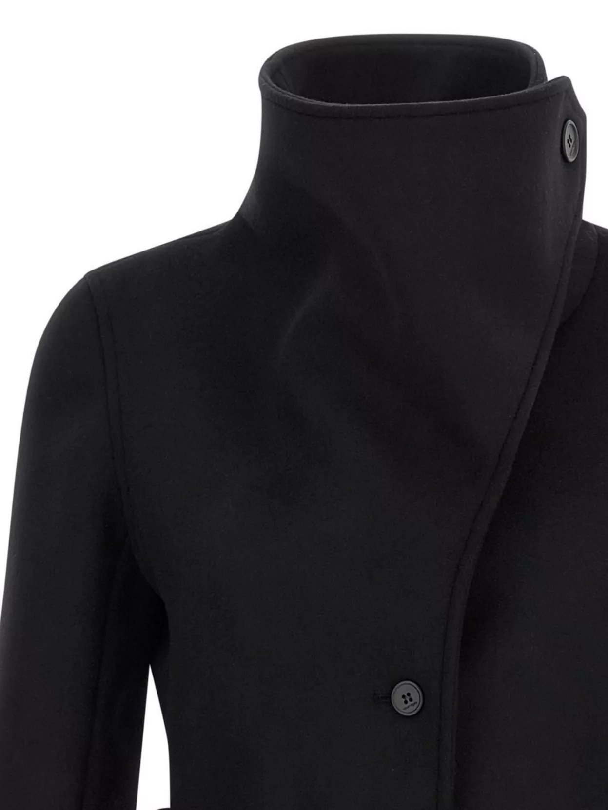 Courrèges Belted Waist High Collar Coat In Black