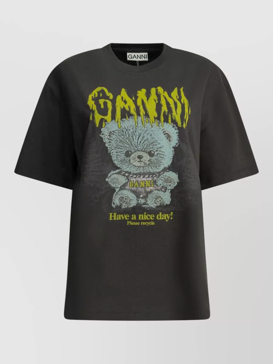 Ganni Organic cotton graphic crew-neck t-shirt