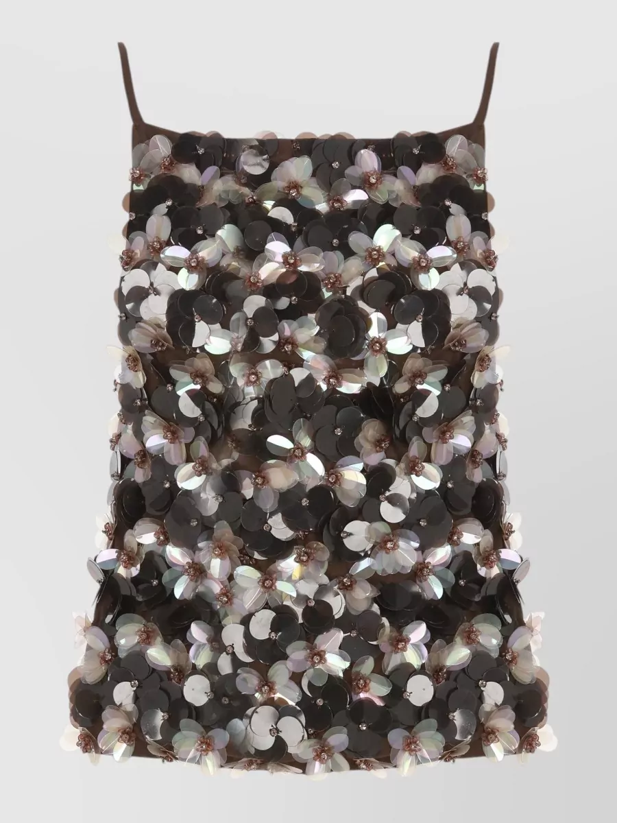 P.a.r.o.s.h Floral Sequin Mini Dress Bare Back