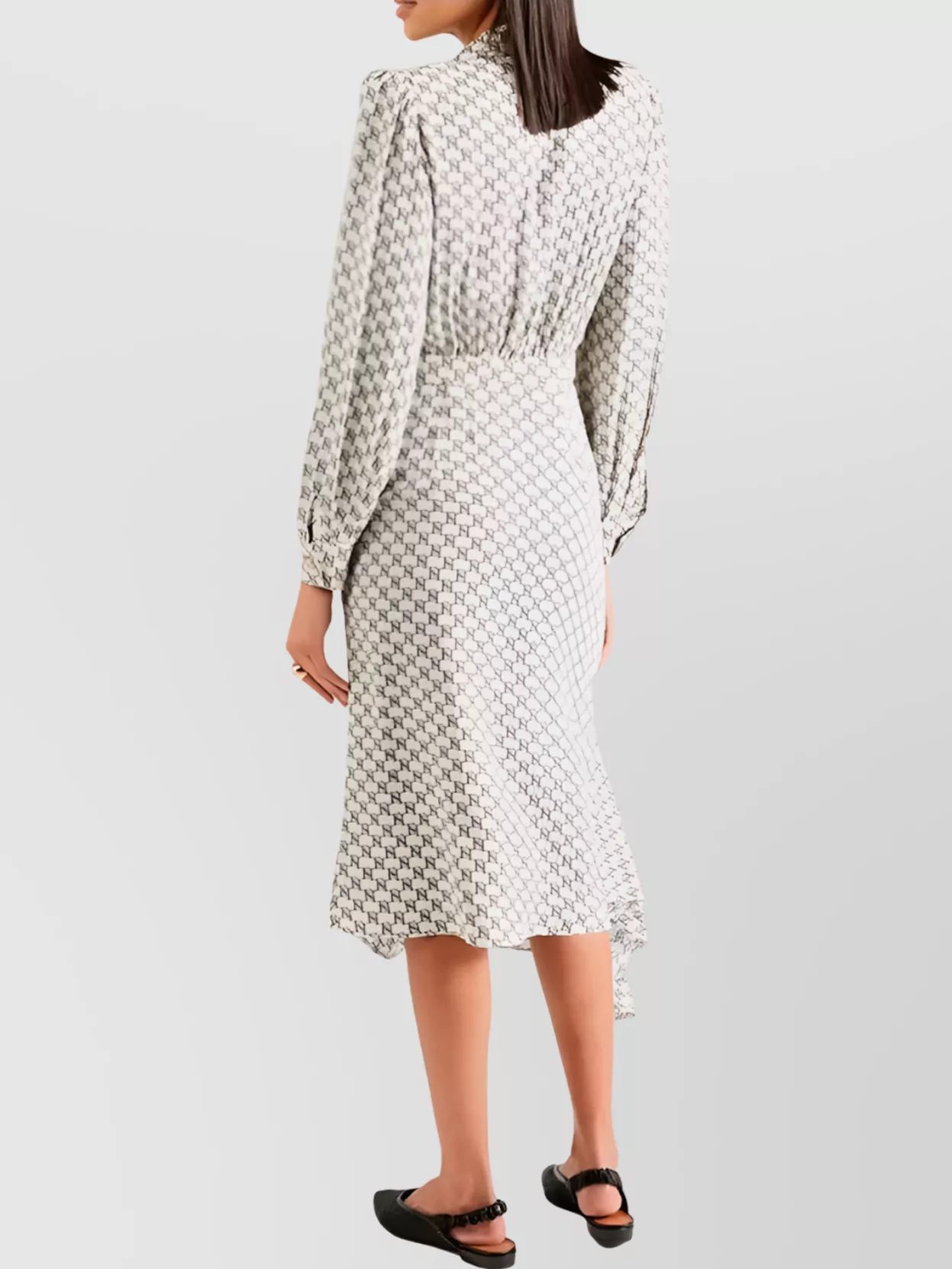 Elisabetta Franchi Hem Asymmetric Sleeves Long Printed Button
