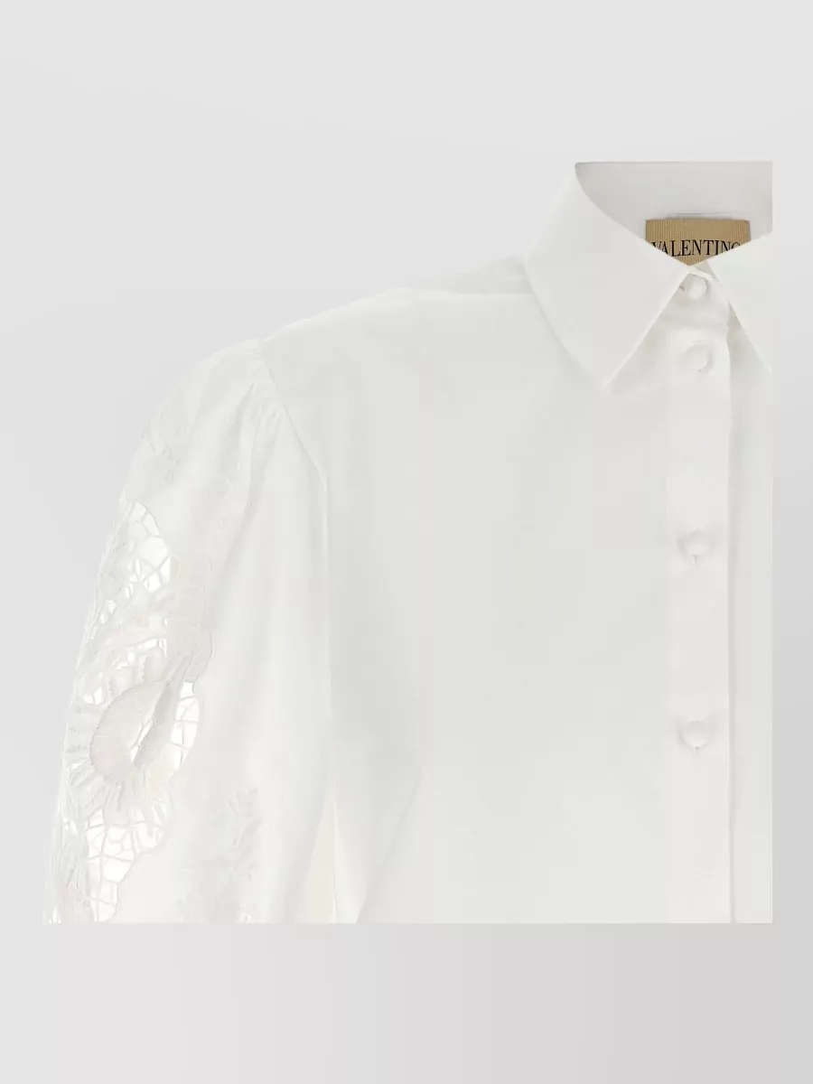 Valentino Garavani Macramé Insert Short-Sleeve Shirt