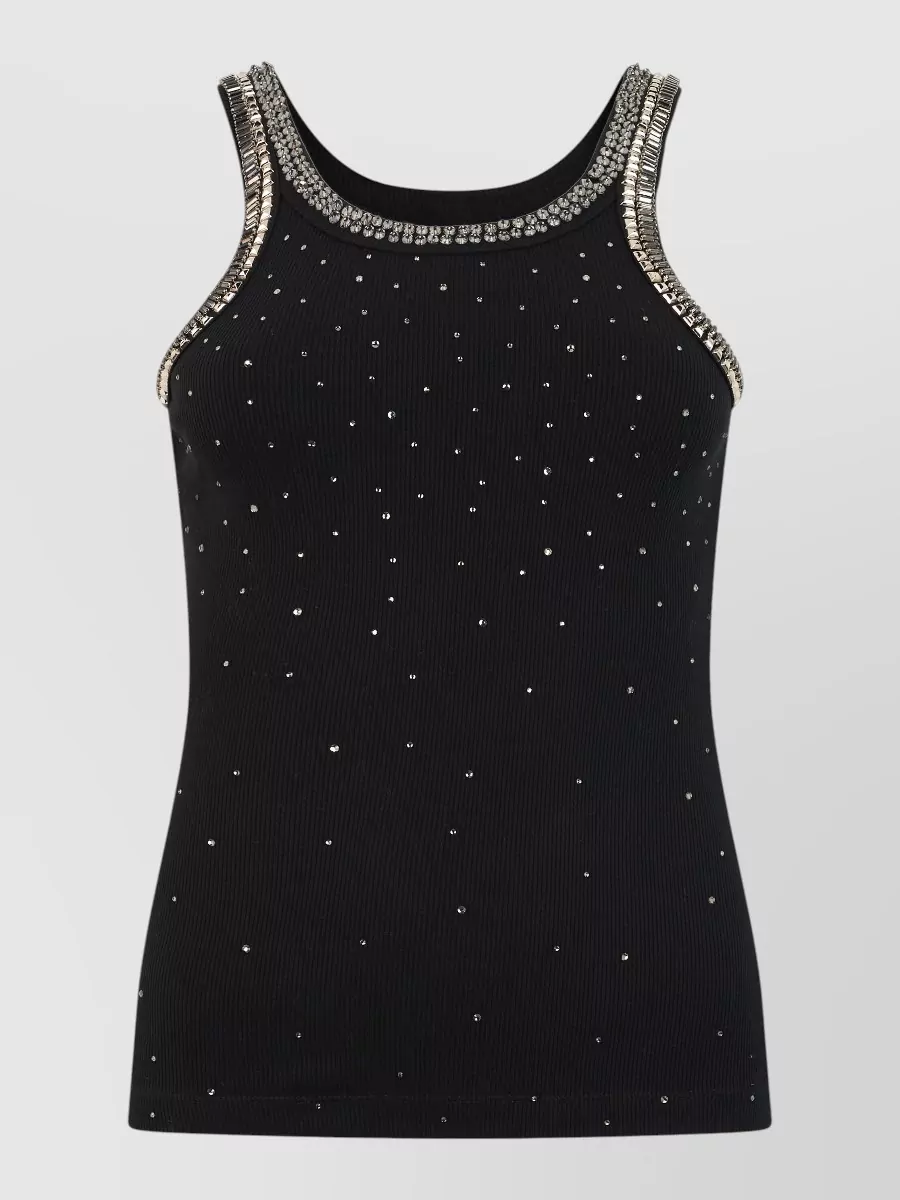 Pinko cotton sleeveless crystal-embellished bodysuit