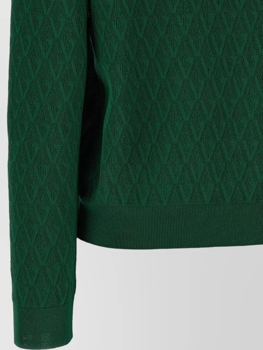 Versace Knit Cardigan V Neckline Textured Pattern
