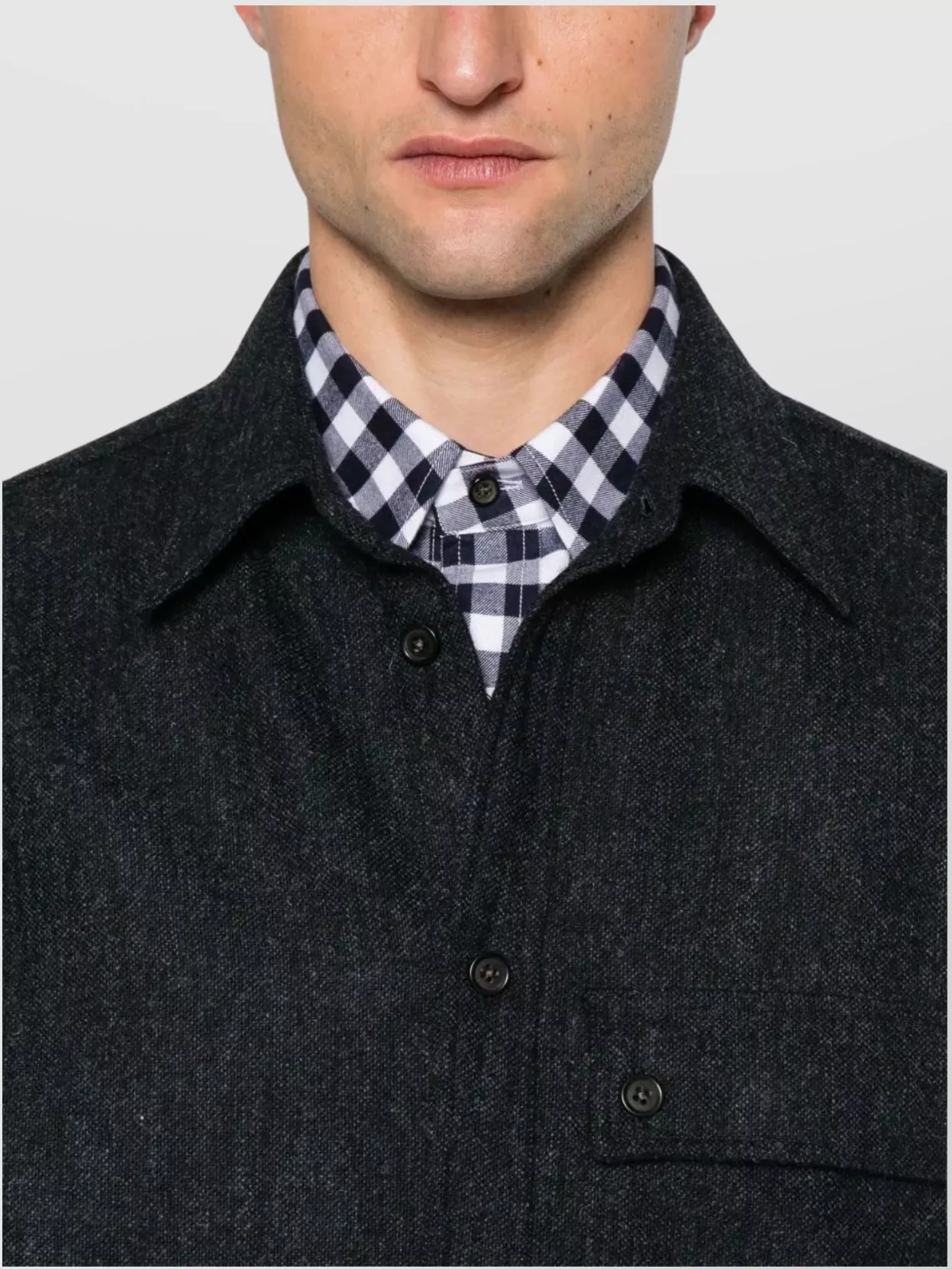 Thom Browne Oversized Shirt With Double Needle In Tweed
