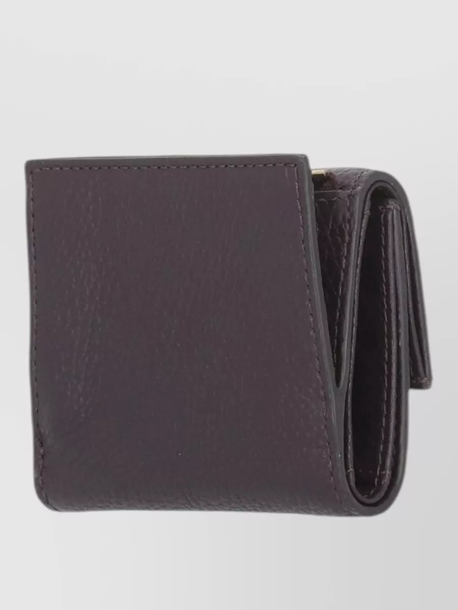 Coccinelle Foldable Leather Wallet Rear Zipped Pocket