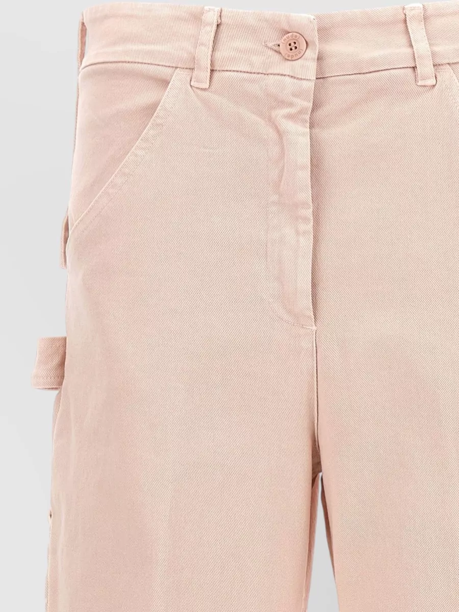Nude Cotton Mid-Rise Straight-Leg Cargo Trousers