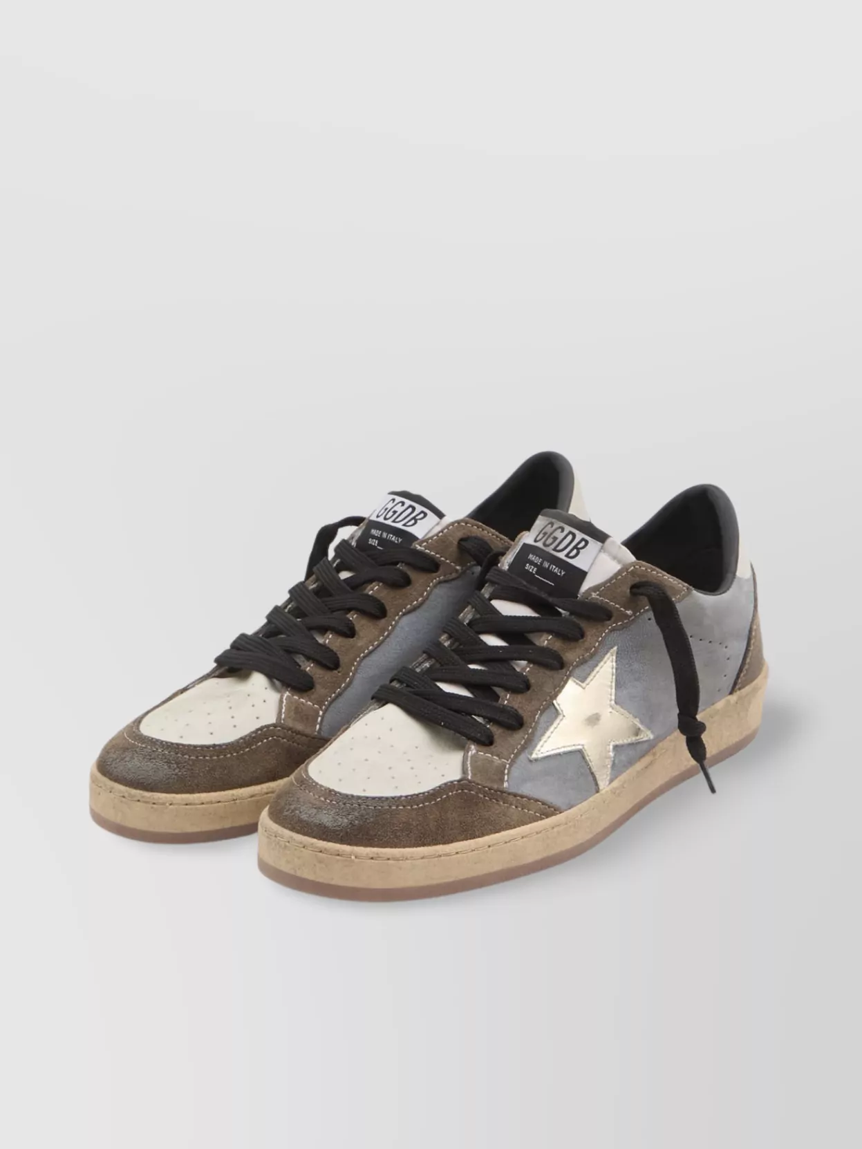 Golden Goose Ball Suede Leather Sneakers With Laminated Side Detail