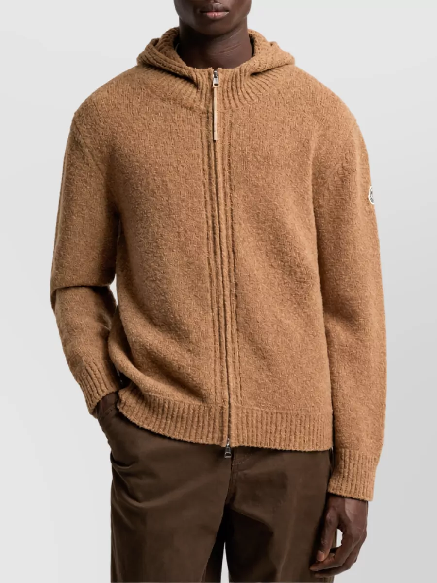 Moncler Wool-Blend Bouclé Hooded Zip Jacket