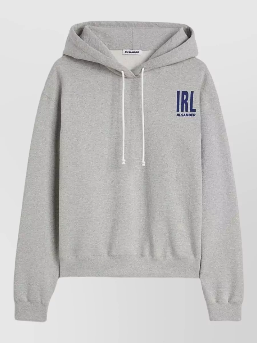 Jil Sander cotton logo print hooded sweatshirt