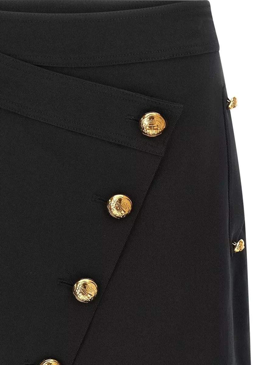 Elisabetta Franchi Asymmetric Mini Skirt Featuring Jewel Buttons