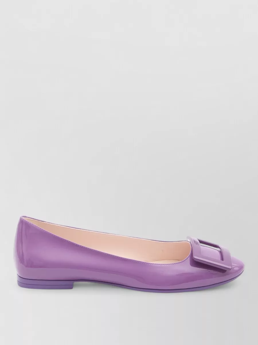 Roger Vivier Patent Ballerinas Round Toe Rubber Sole Buckle