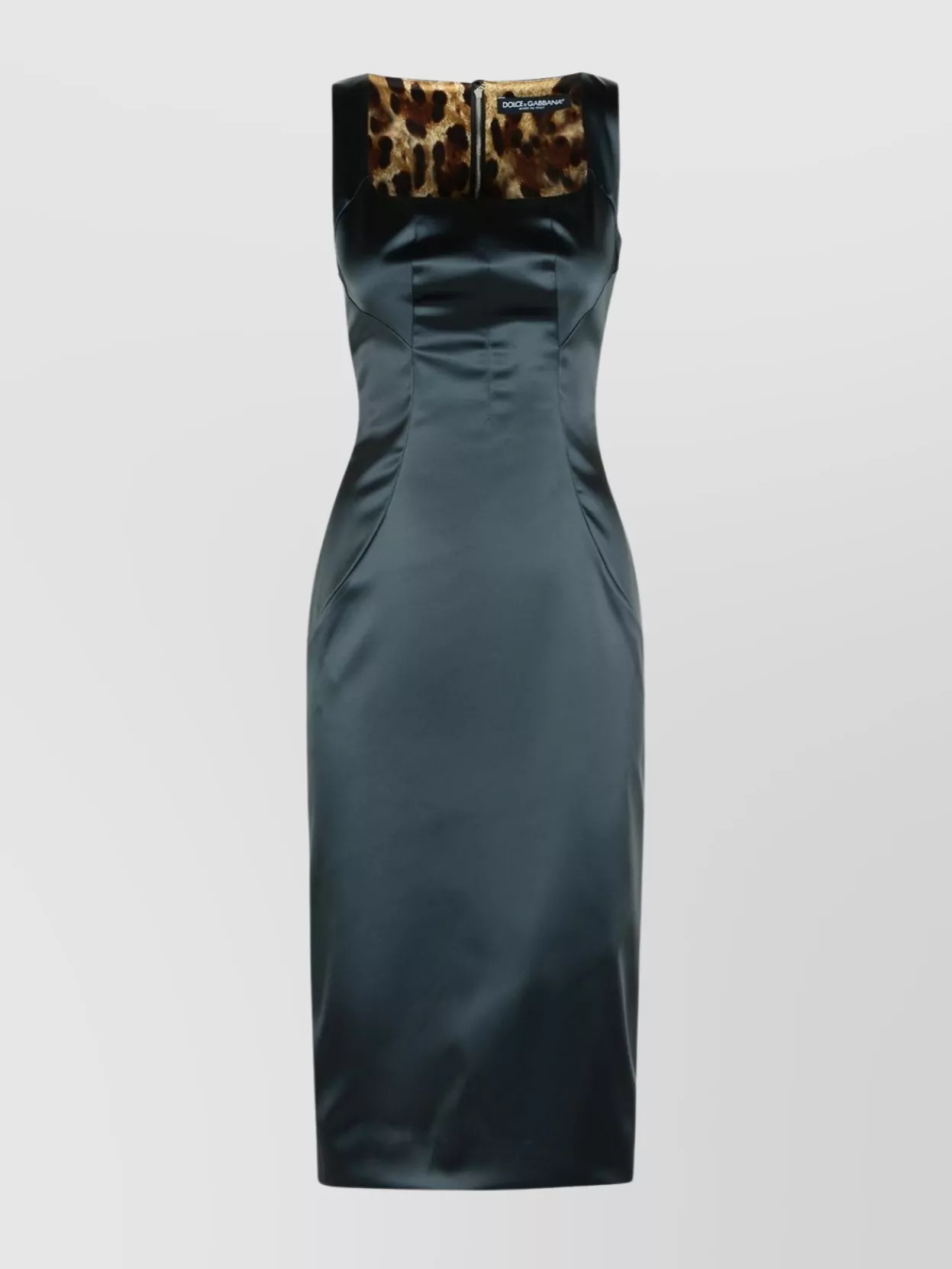 Dolce & Gabbana Acetate Blend Dress With Leopard Print Detail In Multi