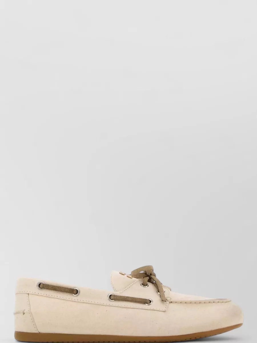 Miu Miu Canvas lace up loafers rubber sole | The Fashion Square