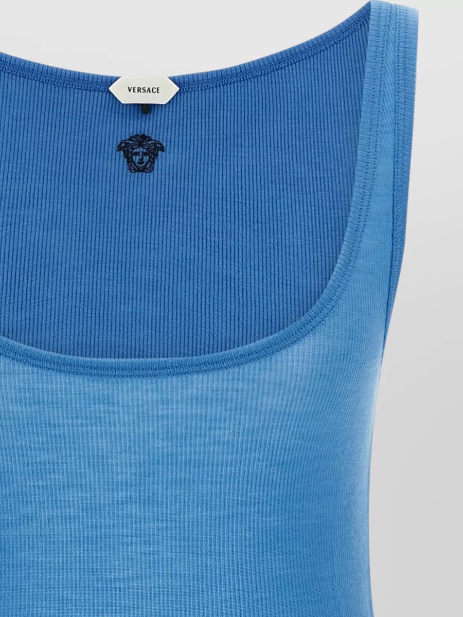 Versace Ribbed Virgin Wool Sleeveless Tank Top