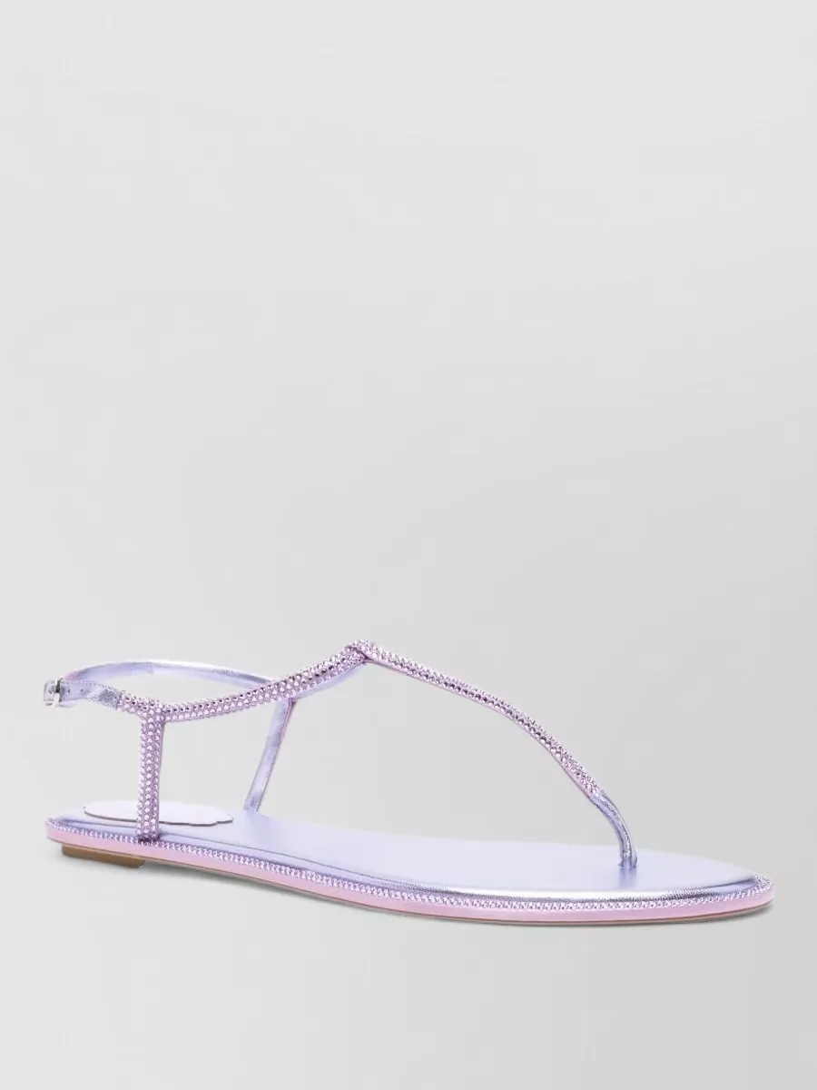 Rene Caovilla Satin Rhinestone Thong Sandals