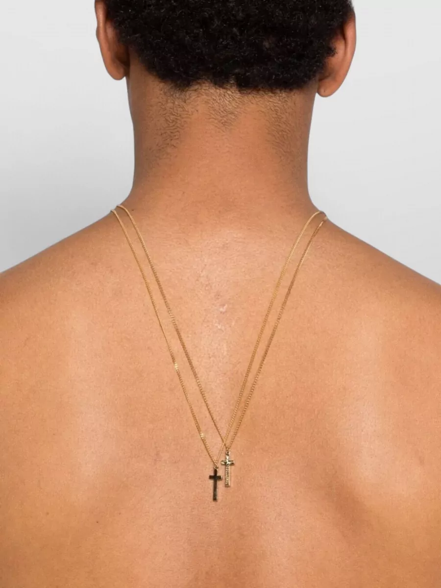 Dsquared2 Double Chain Necklace Cross Pendants Engraving