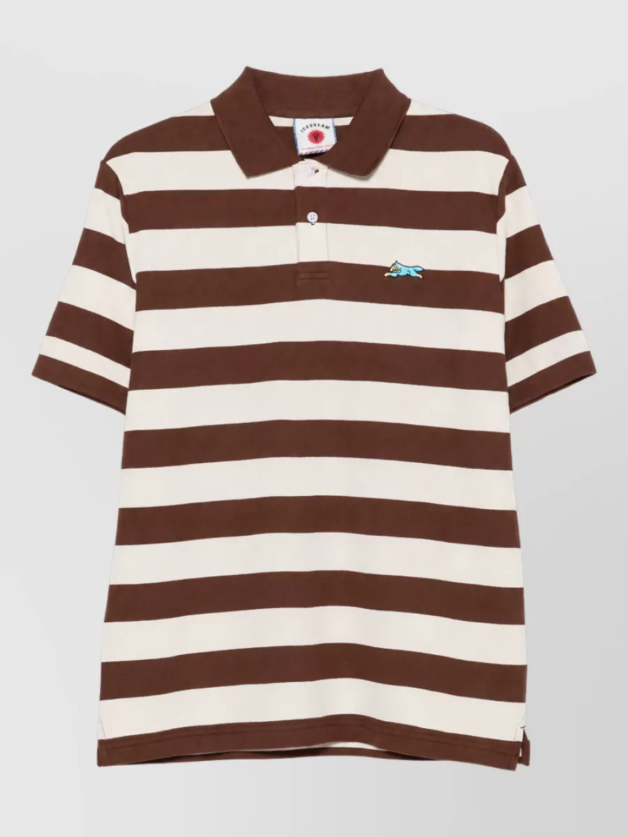 Icecream Striped cotton polo t-shirt