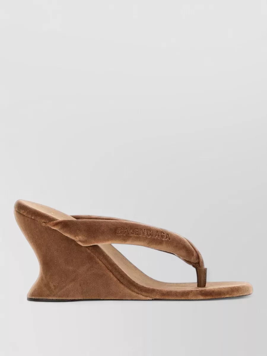 Balenciaga velvet thong wedge mules