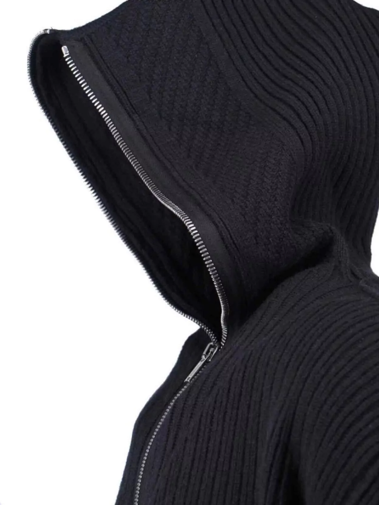 Rick Owens Hooded Crewneck Sweater Ribbed Texture In Multi