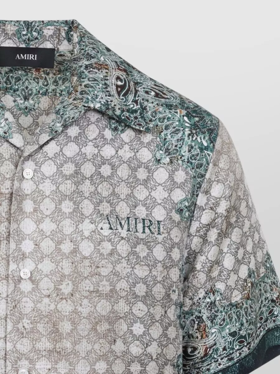 Amiri Silk Paisley Print Short Sleeve Bowling Shirt