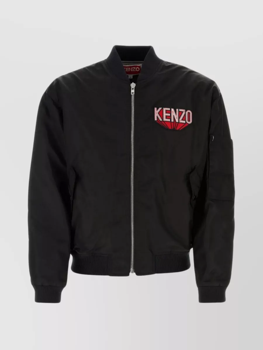 Shop Kenzo Nylon Bomber With Back And Chest Patches In Black