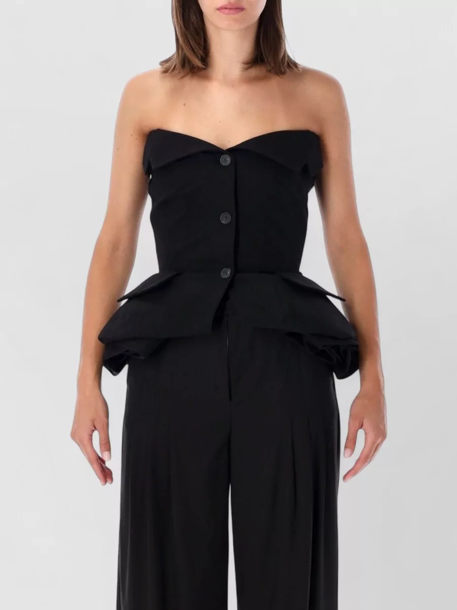 Magda Butrym cotton strapless peplum corset top