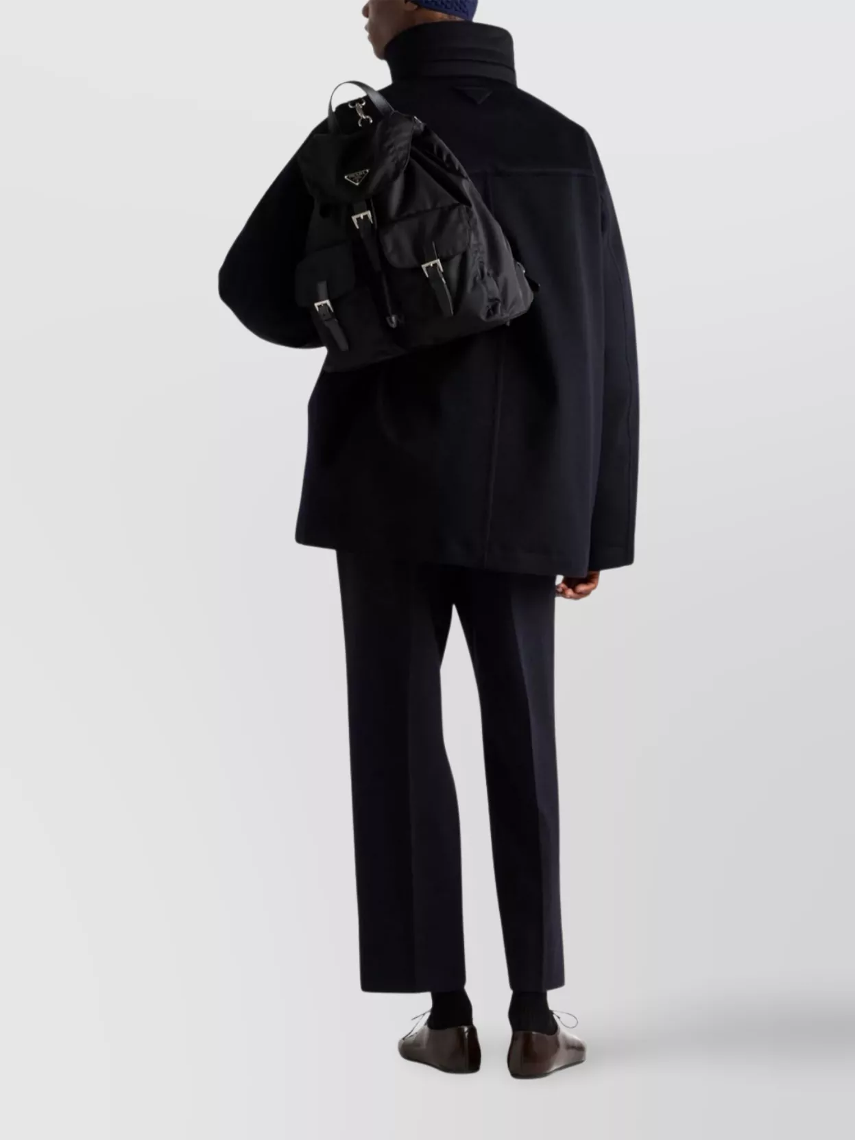 Prada Cashmere Down Jacket With Calfskin Accents