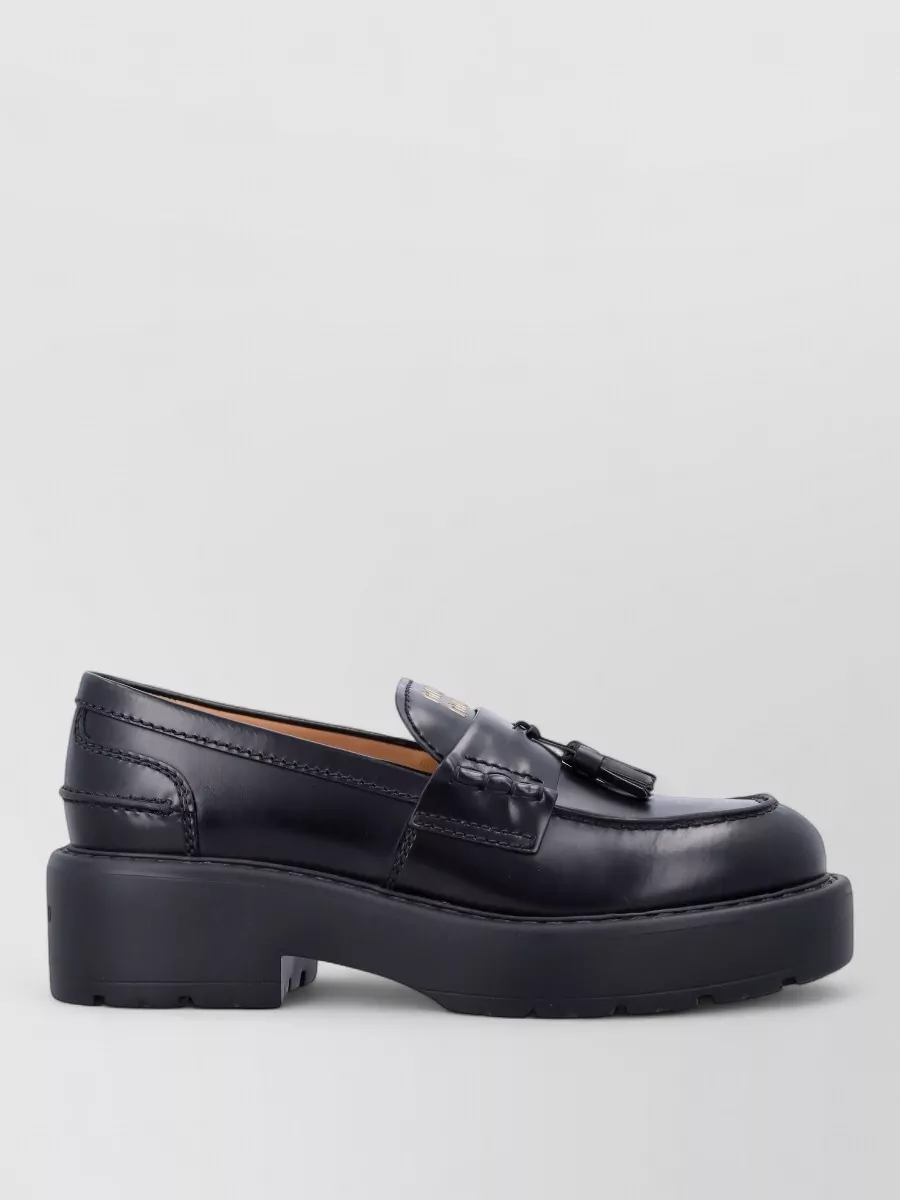 Miu Miu Leather Platform Tassel Loafers