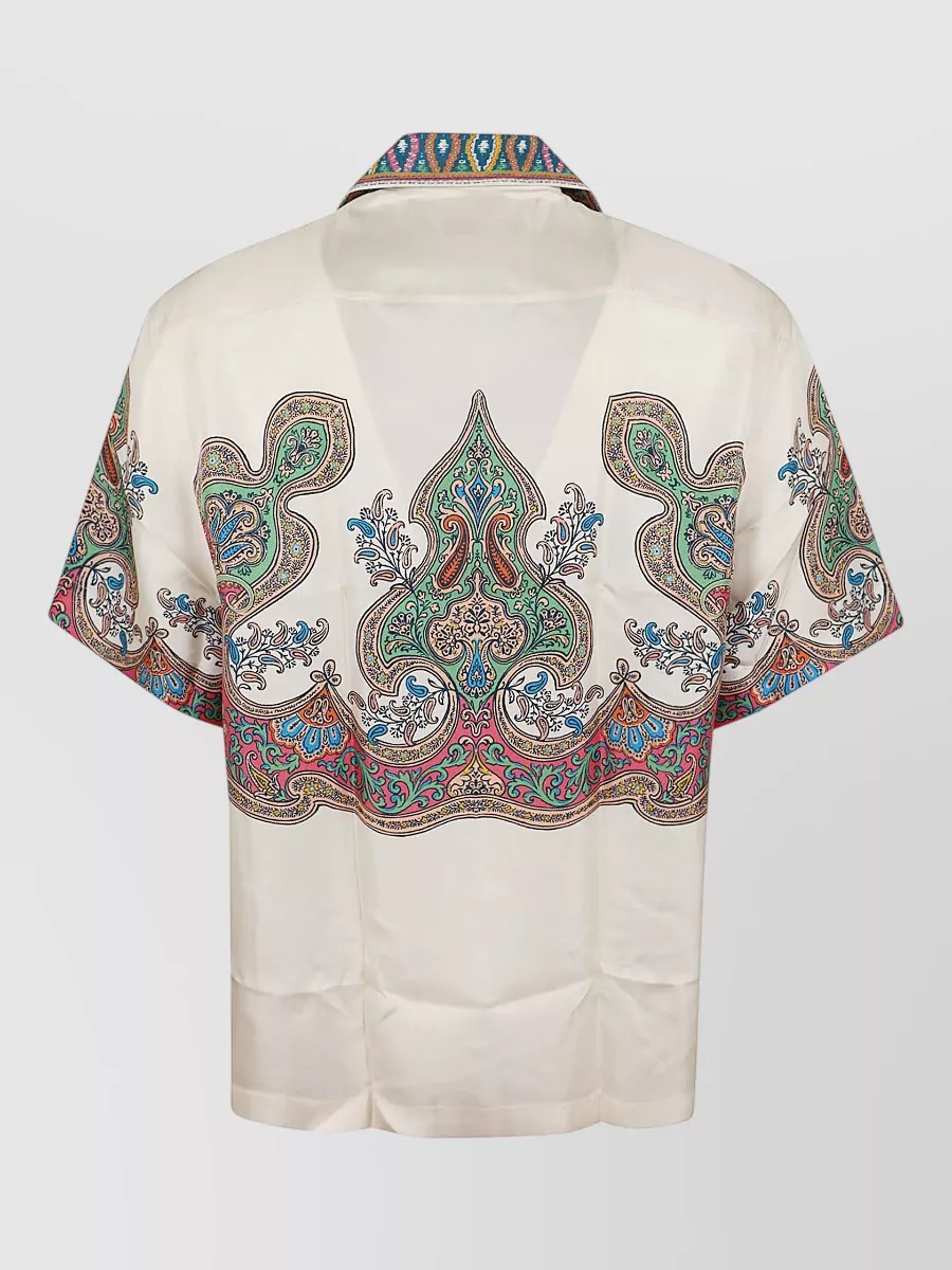 Etro Silk Printed Short-Sleeve Bowling Shirt