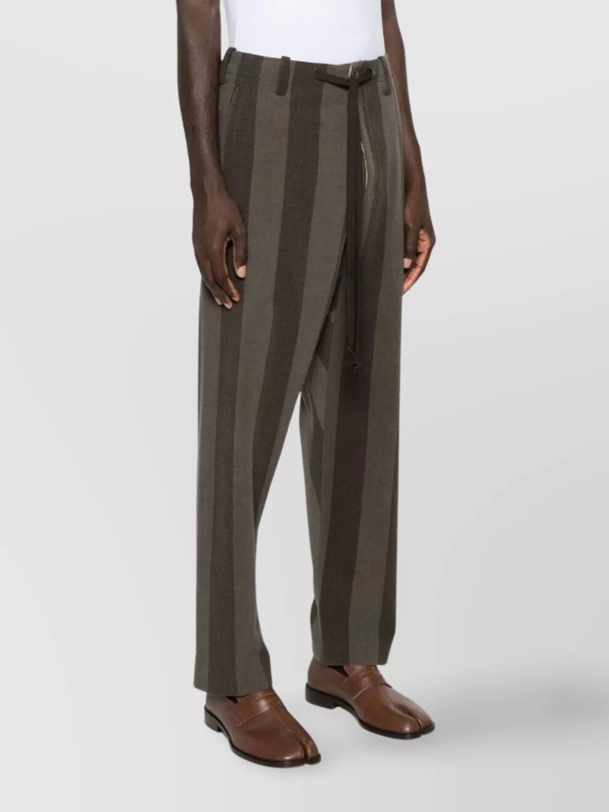 Uma Wang Striped Trousers Featuring Pockets In Green