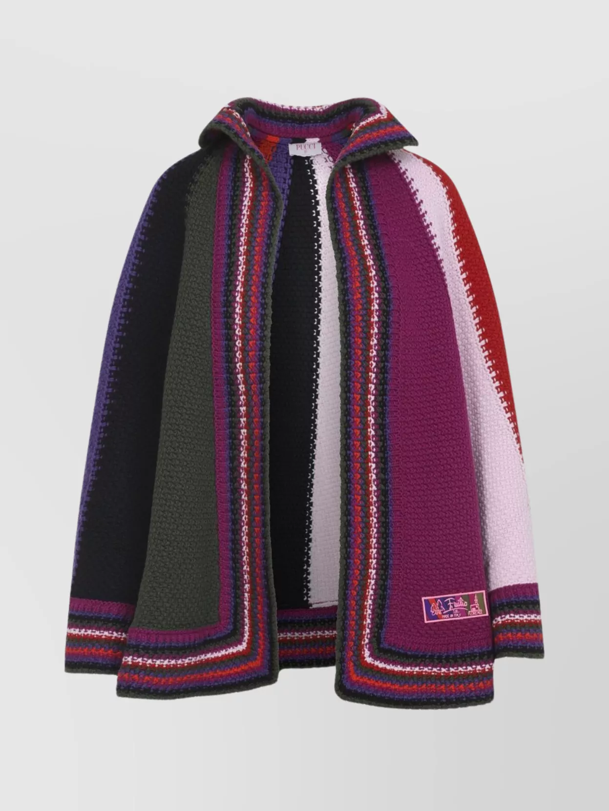 Pucci Stylish Knit Cape With Collar And Hem In Multi