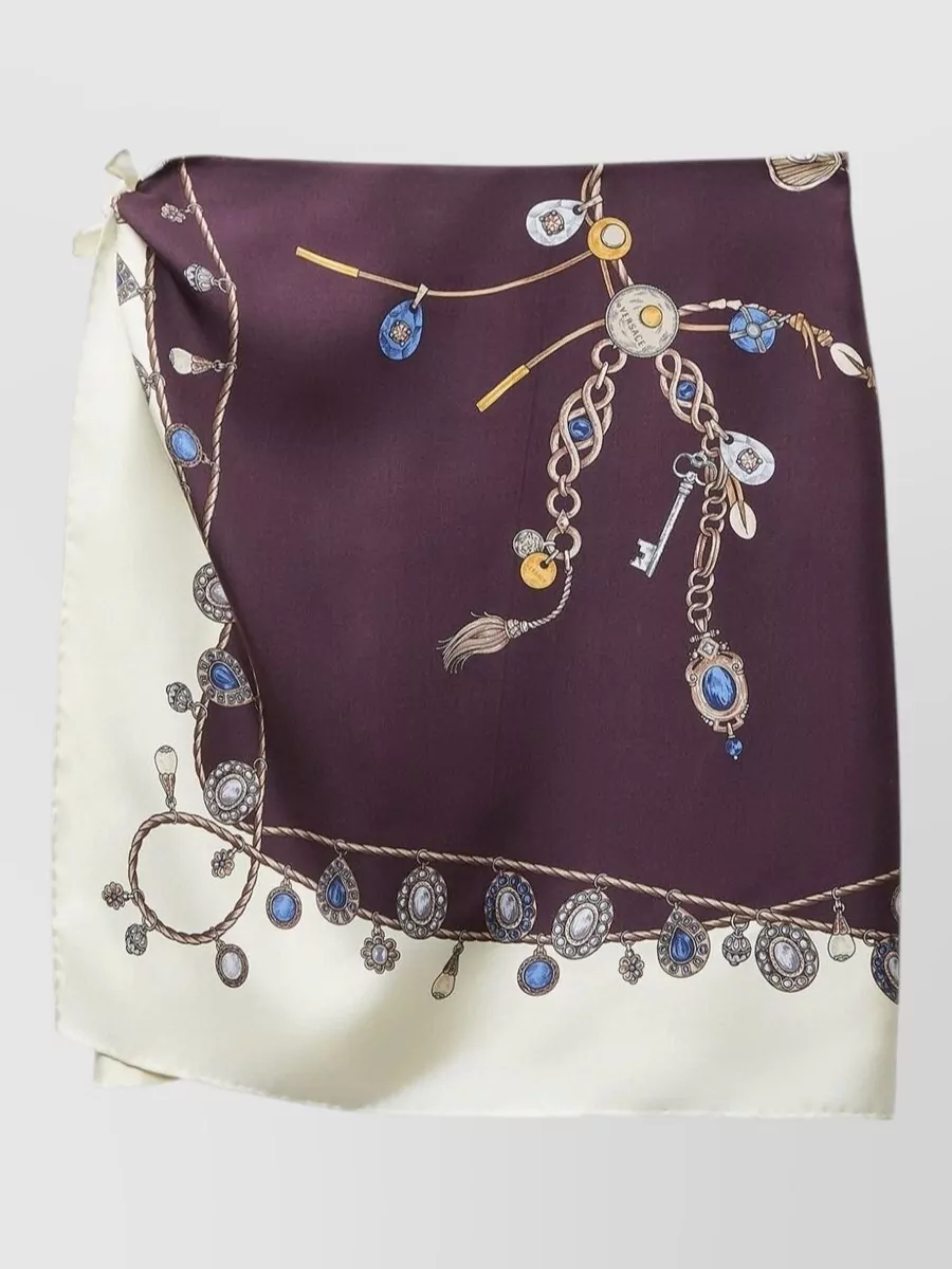 Versace silk printed asymmetric wrap mini skirt