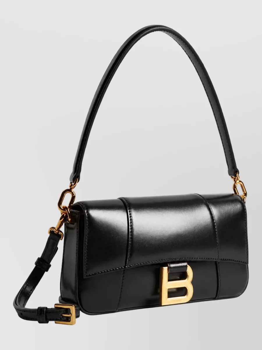 Balenciaga Hourglass Small Leather Clutch Bag
