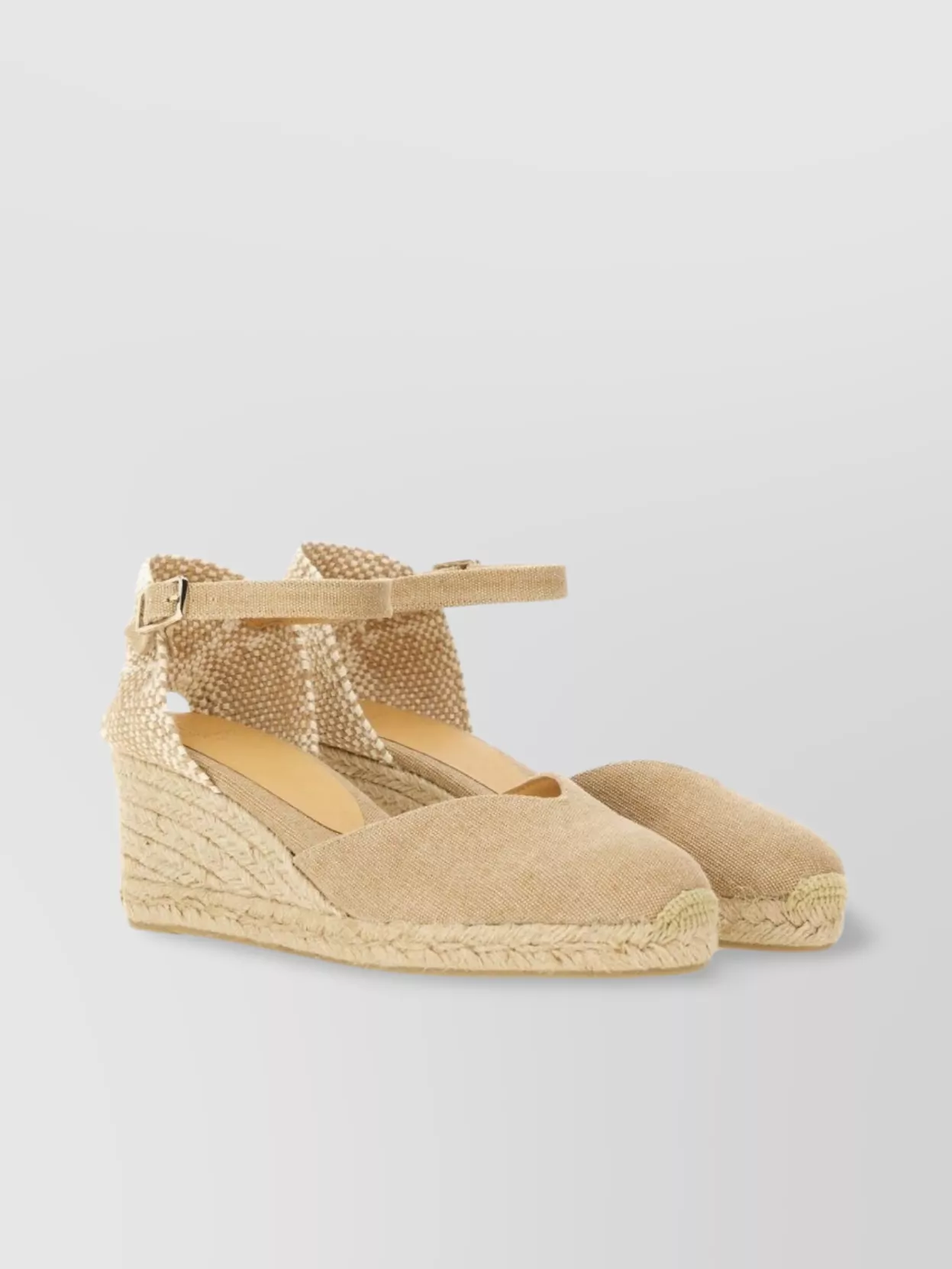 Castaner Wedge Espadrille Peep Toe Textured Fabric